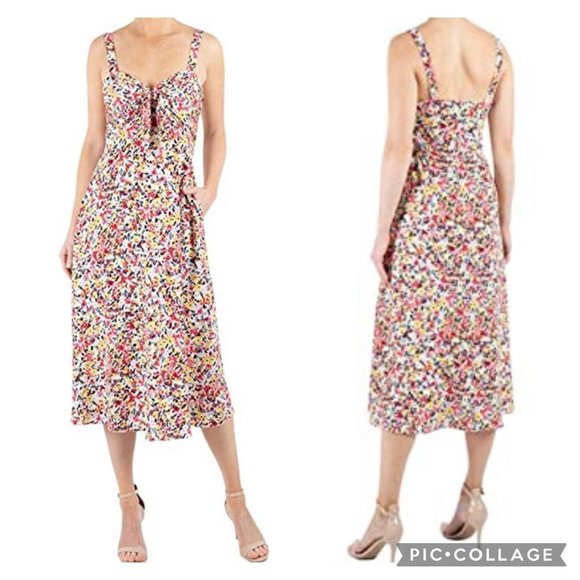 Julia Jordan Floral Front Tie Midi Dress 12 NWT - Picture 1 of 10